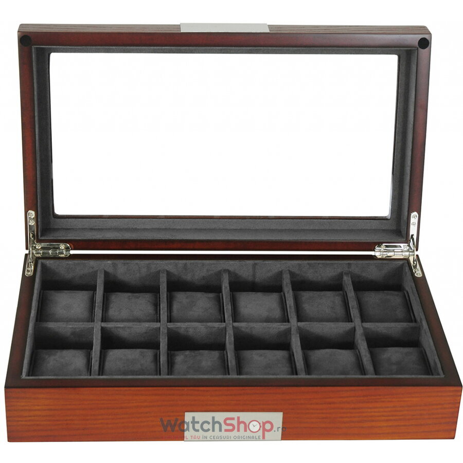 Cutie depozitare Rothenschild RS-2350-12MA 37 x 21 x 8.5 pentru 12 ceasuri Maro