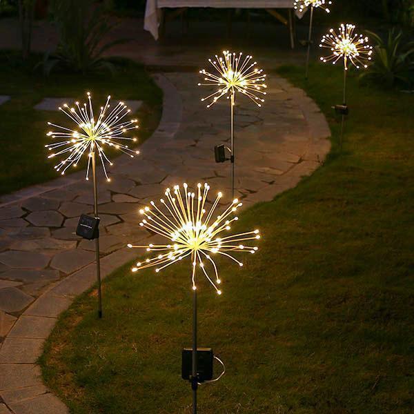 Set 2 x Lampa solara artificii cu suport metalic