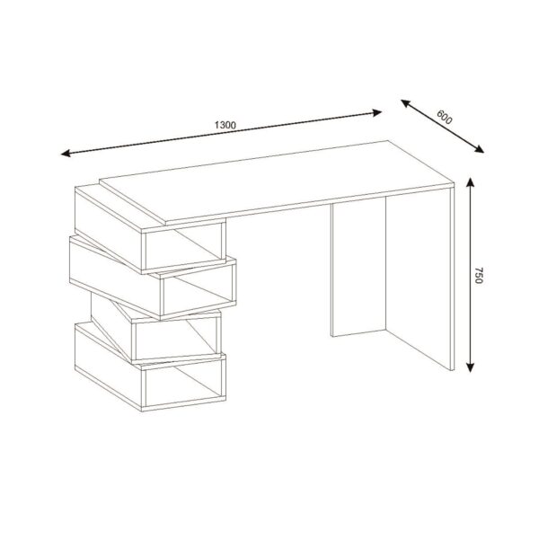 Birou, Geo Space, UnicUtil, 130 x 60 x 75 cm, Alb, UUDESK20 - imagine 9