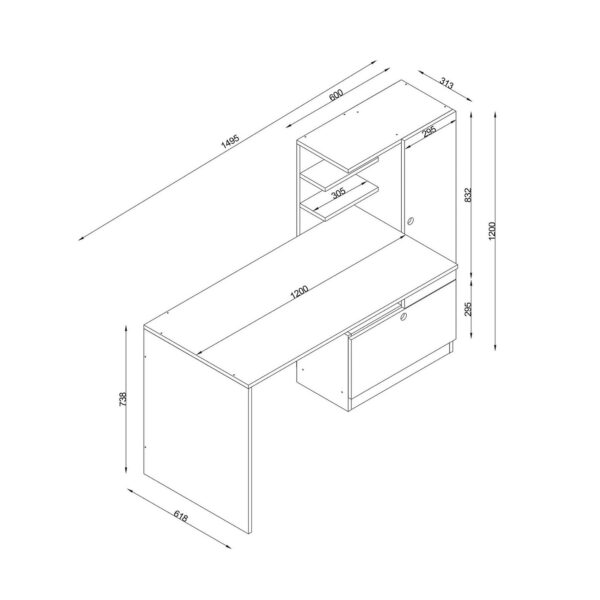 Birou, Smart BrownSpace, UnicUtil, 149.5 x 61.8 x 120 cm, Alb si Maro, UUDESK26 - imagine 8