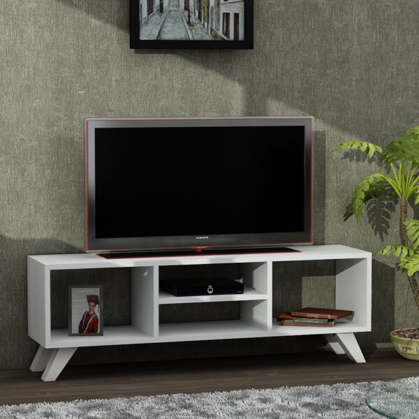 Comodă televizor cu Rafturi pe 3 niveluri, 125 x 29.5 x 41, Alb, UnicUtil - imagine 8