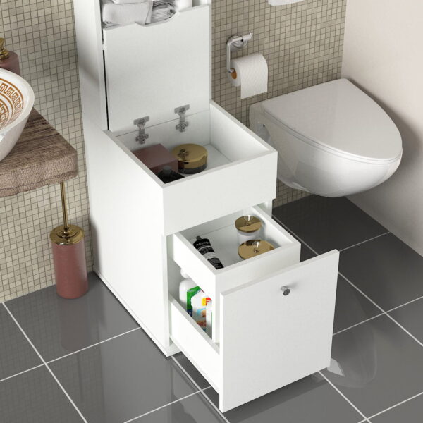 Dulap Organizator pentru Baie UnicUtil, 40 x 52 x 168 cm, Alb - imagine 3