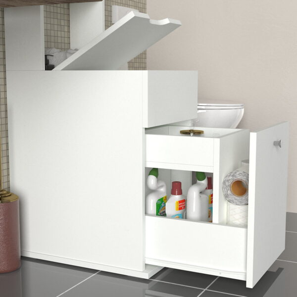 Dulap Organizator pentru Baie UnicUtil, 40 x 52 x 168 cm, Alb - imagine 4