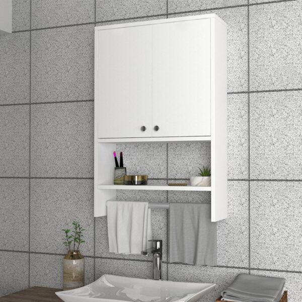 Dulap Organizator pentru Baie UnicUtil, 59 x 20 x 90 cm, Alb - imagine 4