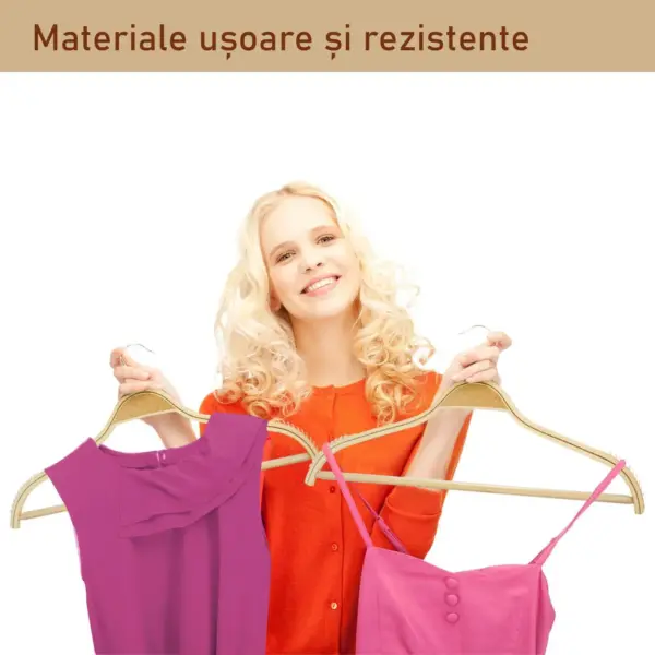 Set umerase din lemn cu margini de cauciuc anti-alunecare, bară pentru pantaloni, natur, UUUM09 - imagine 10
