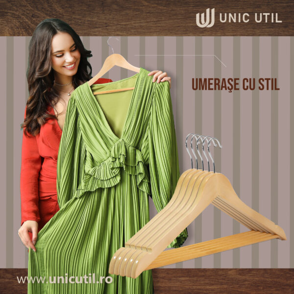 Umerase lemn unic hangers din lemn de artar, Natur, UUUM11 - imagine 4