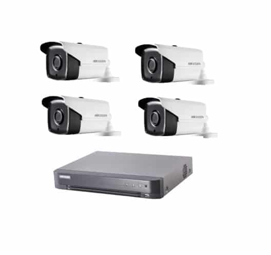 Sistem supraveghere 4 camere exterior full hd Hikvision 40m infrarosu +dvr 3MP Hikvision