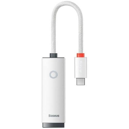 Adaptor placa de retea Baseus Lite WKQX000202, USB Type-C – RJ-45 10/100 Mbps, LED (Alb)