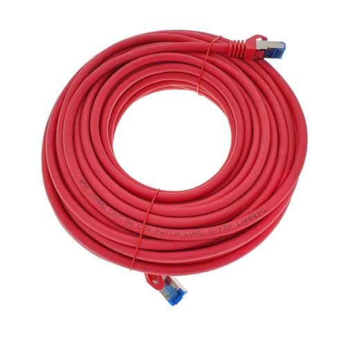 Cablu ecranat S/FTP Lanberg 42733, cat.6A, lungime 20m, AWG 26, 500 MHz, LSZH, mufat 2xRJ45, ethernet, rosu