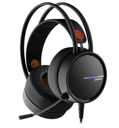 Casti Gaming Canyon Interceptor GH-8A, Stereo, USB, Jack 3.5mm, Iluminare RGB (Negru/Portocaliu)