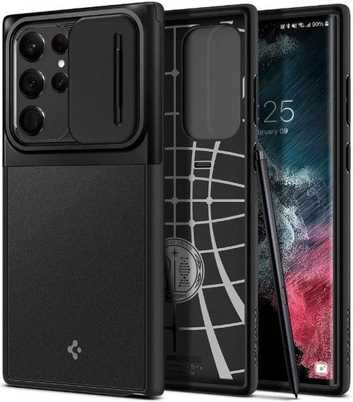 Husa Protectie Spate Spigen OPTIK ARMOR ACS04281 pentru Samsung Galaxy S22 Ultra 5G S908, cu protectie camera (Negru)