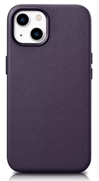 Husa Protectie Spate iCarer 107090, Piele, Compatibila cu MagSafe, pentru Apple iPhone 14 (Mov)