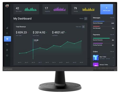 Monitor VA LED Lenovo 23.8inch D24-45, Full HD (1920 x 1080), VGA, HDMI, AMD FreeSync (Negru)