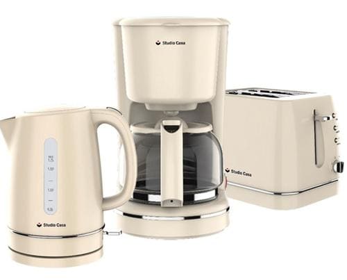 Pachet Cafetiera Studio Casa Duchess, 870 W, 1.25L + Prajitor de paine Studio Casa Duchess, 870 W, 2 felii + Fierbator apa Studio Casa Duchess, 1.7 L (Crem)