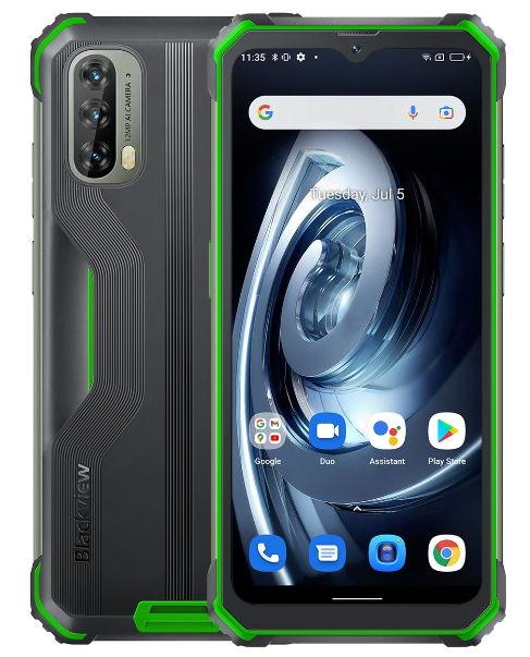 Telefon Mobil Blackview BV7100, Procesor Octa-Core Mediatek MT6769Z Helio G85, IPS LCD 6.58inch, 6GB RAM, 128GB Flash, Camera Tripla 12+8+2MP, Wi-Fi, 4G, Dual Sim, Android (Negru/Verde)