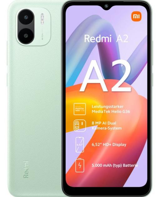 Telefon Mobil Xiaomi Redmi A2, Procesor Mediatek Helio G36 Octa-Core, IPS LCD Capacitive Touchscreen 6.52inch, 2GB RAM, 32GB Flash, Camera Duala 8+0.08MP, Wi-Fi, 4G, Dual SIM, Android (Verde)