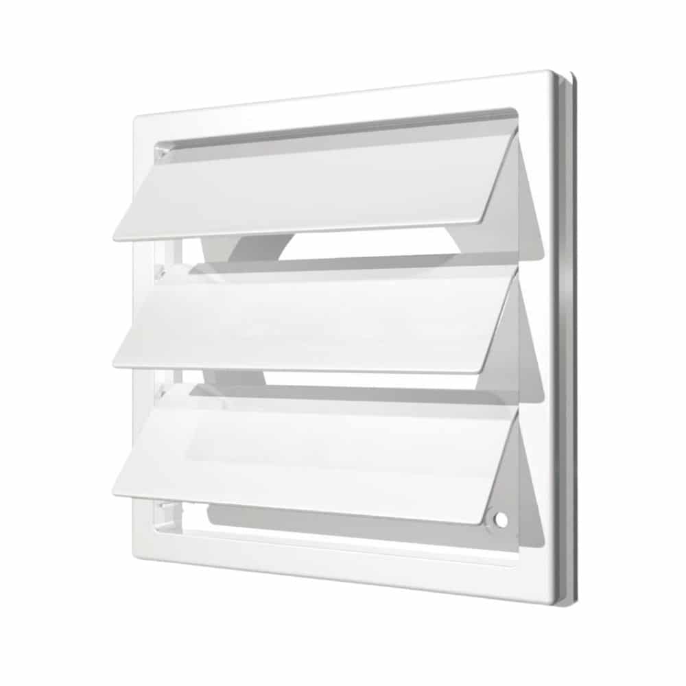 Grila ventilatie Ø100mm patrata cu lamele gravitationale