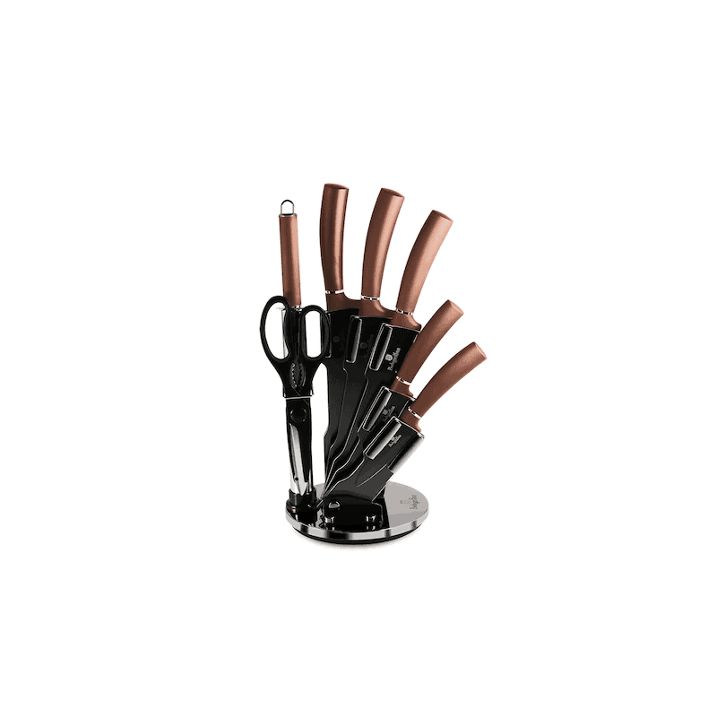 Set cutite 8 piese cu suport Rose Gold Berlinger Haus BH 2561
