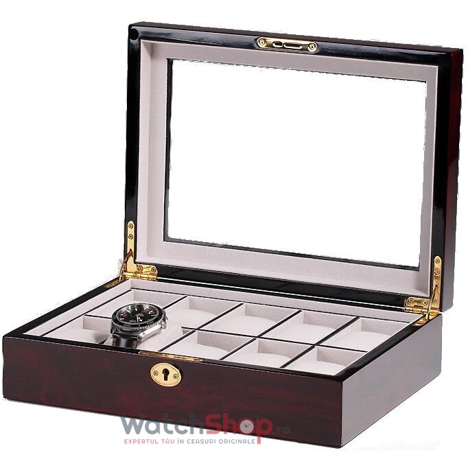 Cutie depozitare Rothenschild RS-2031-DC 8.5 x 22.5 x 30 pentru 10 ceasuri Maro