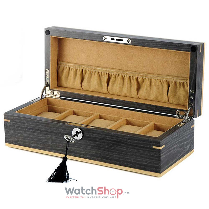 Cutie depozitare Rothenschild RS-2320-5G 31 x 9.5 x 12.5 pentru 5 ceasuri Gri