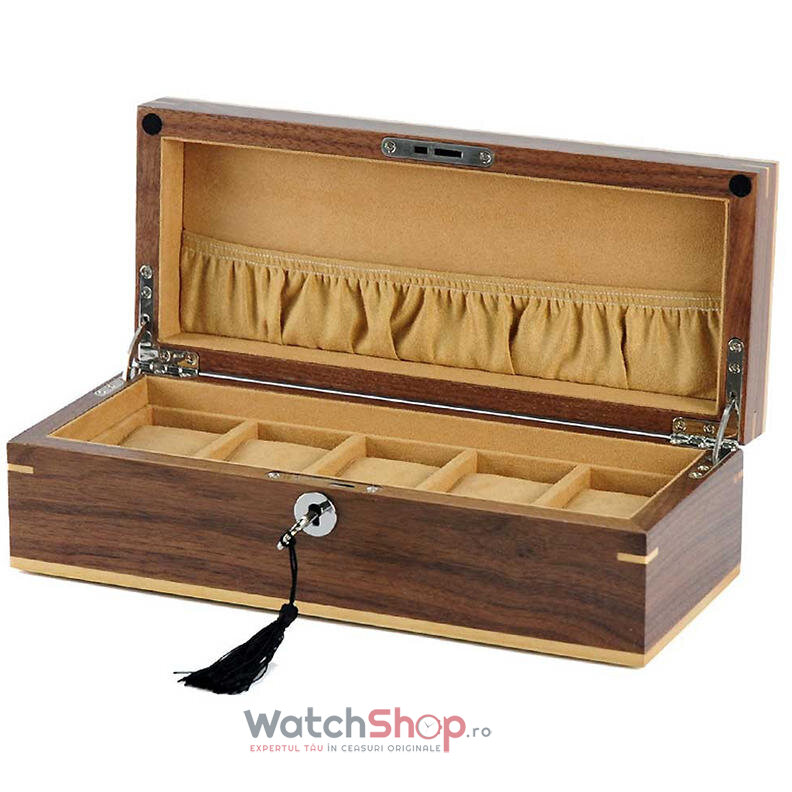 Cutie depozitare Rothenschild RS-2320-5W 31 x 9.5 x 12.5 pentru 5 ceasuri Maro