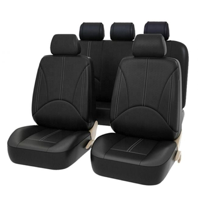 Set huse scaune auto din piele ecologica neteda si insertii piele perforata