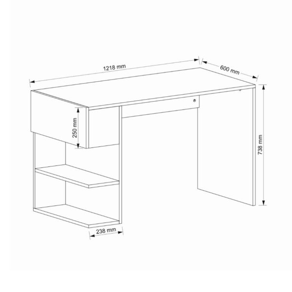 Birou, Clean Lines, UnicUtil, 121.8 x 60 x 73.8 cm, Alb & Maro, UUDESK08 - imagine 7