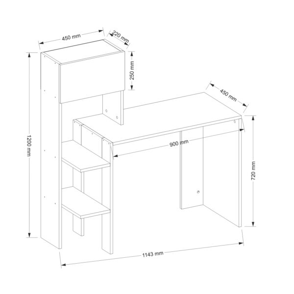 Birou, Clear Space, UnicUtil, 114.3 x 45 x 120 cm, Alb și Maro, UUDESK10 - imagine 9