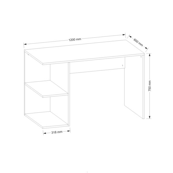 Birou, Compact Edge, UnicUtil, 120 x 60 x 75 cm, Alb și Maro, UUDESK17 - imagine 7