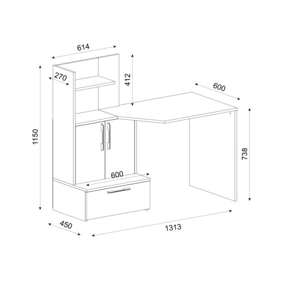 Birou, Dynamic Space, UnicUtil, 131.3 x 60 x 115 cm, Alb – Maro, UUDESK29 - imagine 8