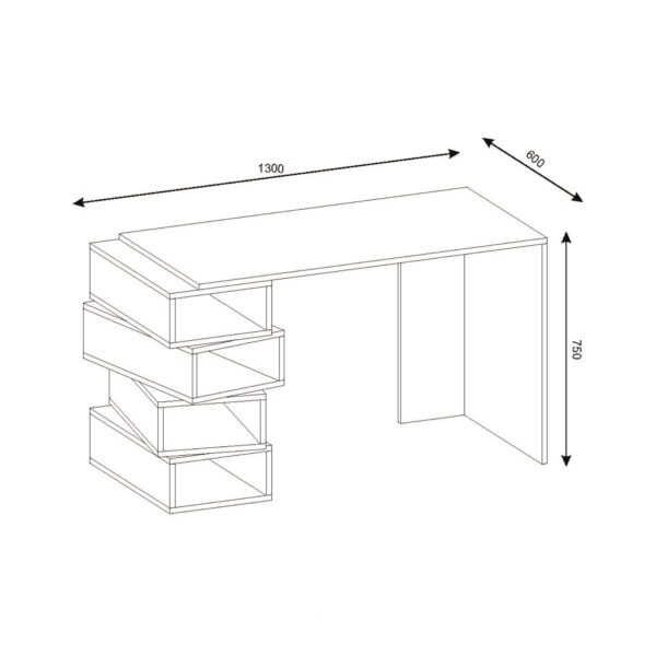 Birou, Geo BrownSpace, UnicUtil, 130 x 60 x 75 cm, Alb si Maro, UUDESK21 - imagine 9