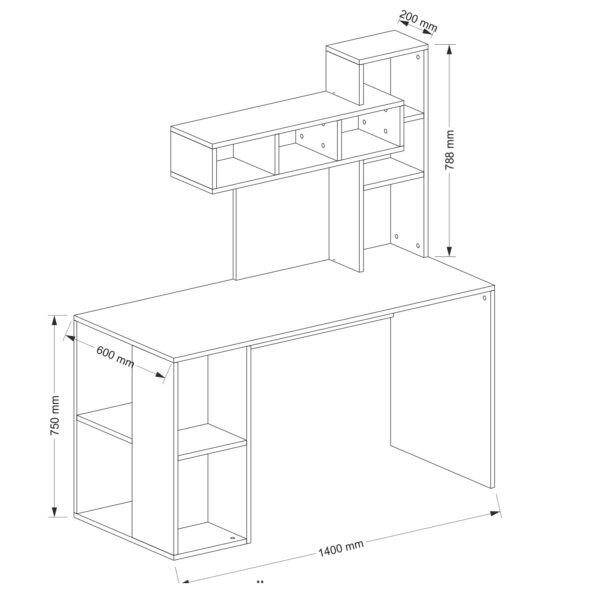 Birou, RedModular Harmony, UnicUtil, 140 x 60 x 153.8 cm, Alb și Roșu, UUDESK12 - imagine 7