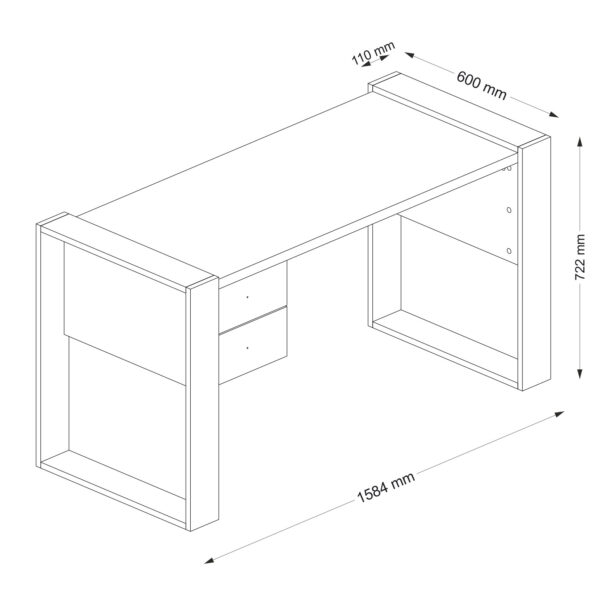 Birou Spațios, Urban Workspace, UnicUtil, 155 x 60 x 72 cm, Alb-Maro, UUDESK01 - imagine 9