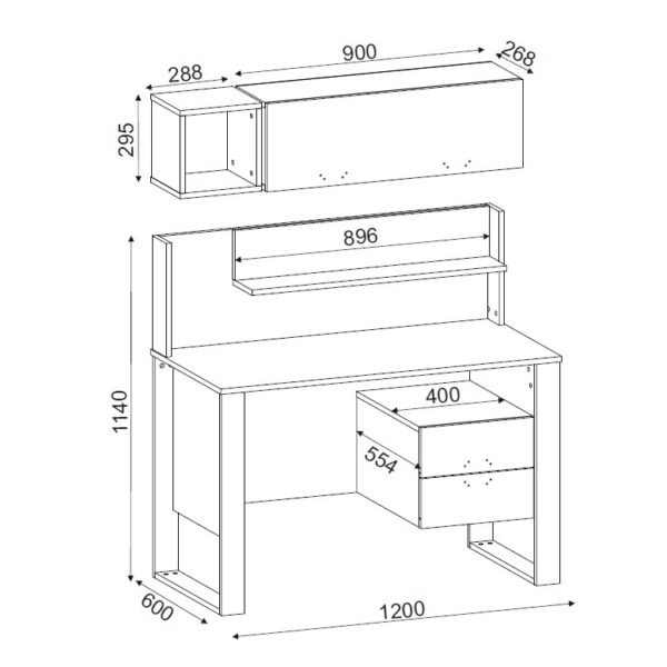 Birou, Style Edge, UnicUtil, 120 x 60 x 143.5 cm, Gri Antracit & Maro , UUDESK09 - imagine 9