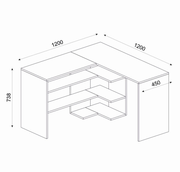 Biroul Multifuncțional, Modern Workspace, UnicUtil, 120 x 120 x 73.8 cm, Alb, UUDESK04 - imagine 7