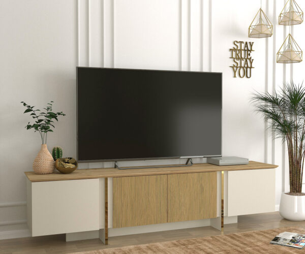 Comodă Tv Golden Edition, 180 X 45 X 35 cm, Maro-Auriu, UnicUtil - imagine 4