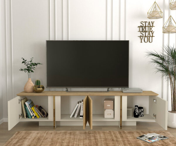 Comodă Tv Golden Edition, 180 X 45 X 35 cm, Maro-Auriu, UnicUtil - imagine 5