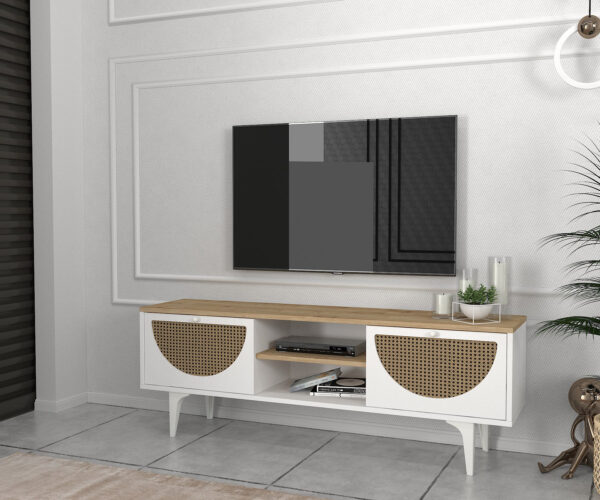 Comodă Tv Modern Fusion, 150 x 35 x 52.8 cm, Alb-Maro, UnicUtil - imagine 5