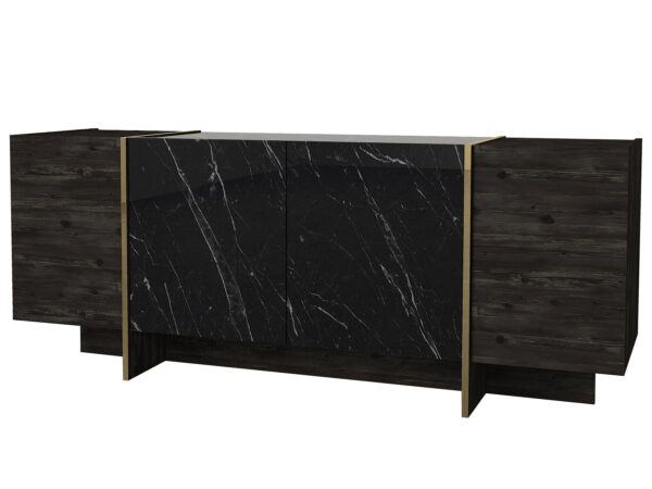 Comoda UnicUtil Luxury Edition, PAL Melaminat, 180 x 47 x 75 cm, Negru-Auriu - imagine 7