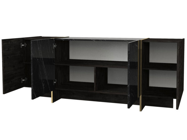 Comoda UnicUtil Luxury Edition, PAL Melaminat, 180 x 47 x 75 cm, Negru-Auriu - imagine 8