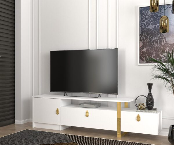 Comodă televizor Golden Charm, 180 x 33.2 x 46.2 cm, Alb, UnicUtil - imagine 6