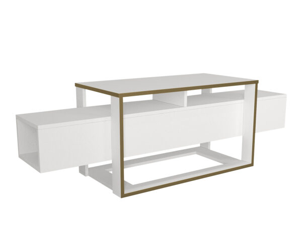 Comodă televizor Living White Serenity, 160 x 46.7 x 49.8 cm, Alb Auriu, UnicUtil - imagine 5