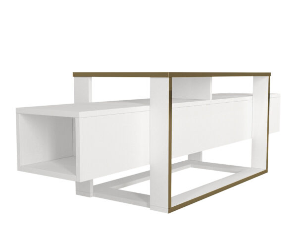 Comodă televizor Living White Serenity, 160 x 46.7 x 49.8 cm, Alb Auriu, UnicUtil - imagine 6