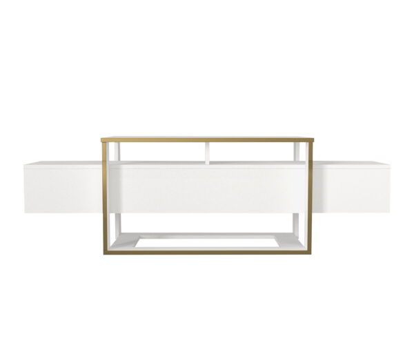Comodă televizor Living White Serenity, 160 x 46.7 x 49.8 cm, Alb Auriu, UnicUtil - imagine 7