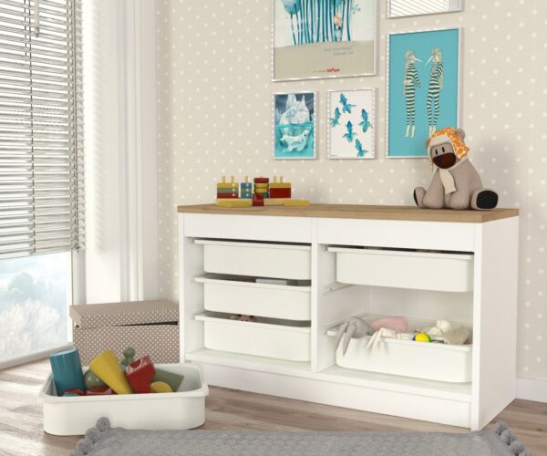 Dulap Organizator pentru Jucării, UnicUtil, 89 X 34 X 52 cm, Alb-Maro - imagine 5