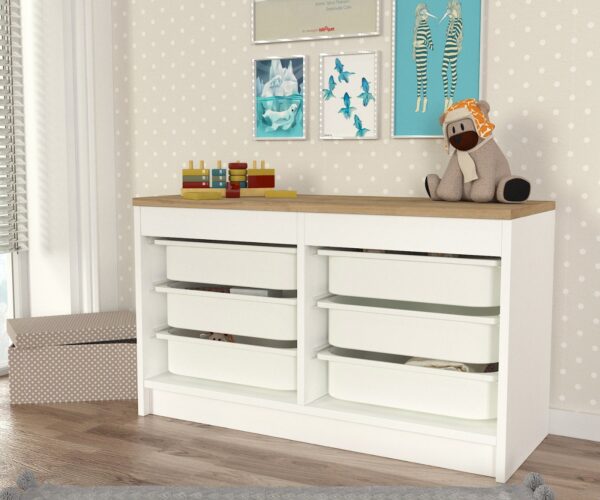 Dulap Organizator pentru Jucării, UnicUtil, 89 X 34 X 52 cm, Alb-Maro - imagine 6
