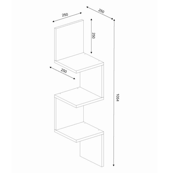 Etajera de Perete pentru colt, UnicUtil, 25 x 25 x 105 cm, Alb - imagine 5
