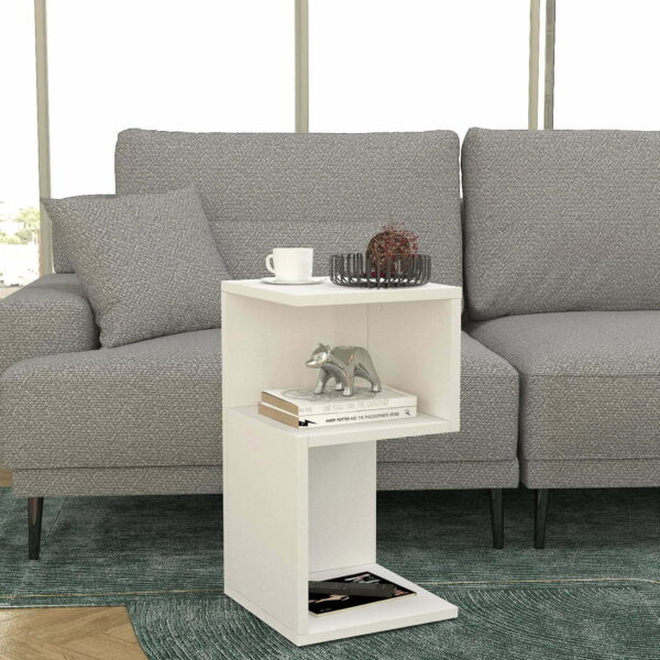 Noptiera UnicUtil cu rafturi pe trei niveluri in model S, Alb Dreapta 30 x 30 x 55cm - imagine 3