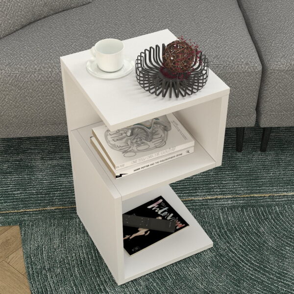 Noptiera UnicUtil cu rafturi pe trei niveluri in model S, Alb Dreapta 30 x 30 x 55cm - imagine 4