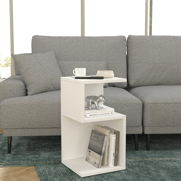 Noptiera UnicUtil cu rafturi pe trei niveluri in model S, Alb Stanga 30 x 30 x 55cm - imagine 3